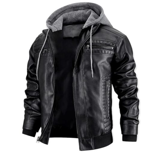 Blaq Ash Men's Black Faux Leather Jacket with Zipper